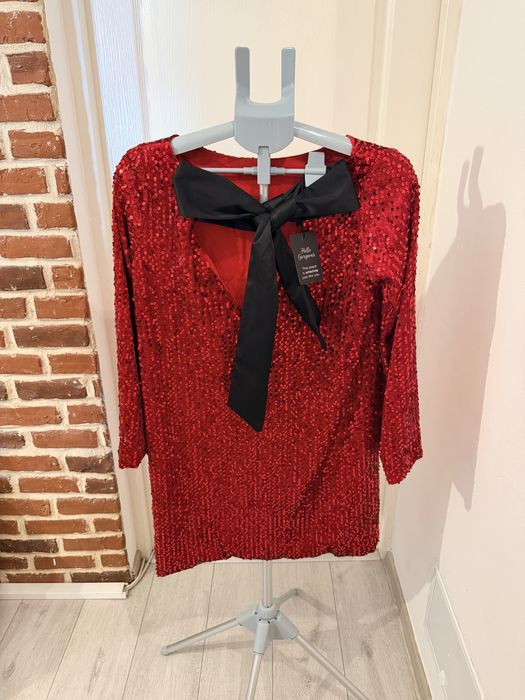 Rochie rosie cu paiete Mauri