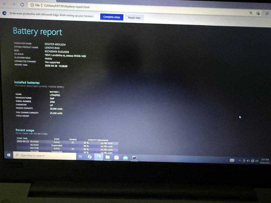Laptop Business Lenovo V330-15IKB | Intel i5-8250U | 8GB RAM | 256GB SSD | Full HD