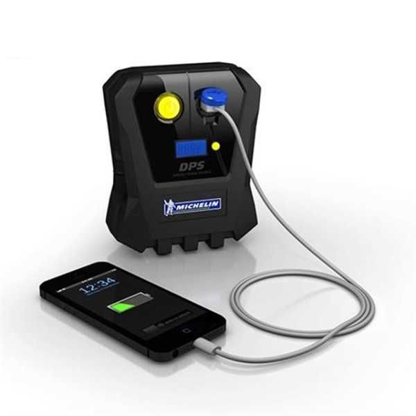 Компресор за гуми Automat, 12V, 72W, USB, До 2,75bar, Черен