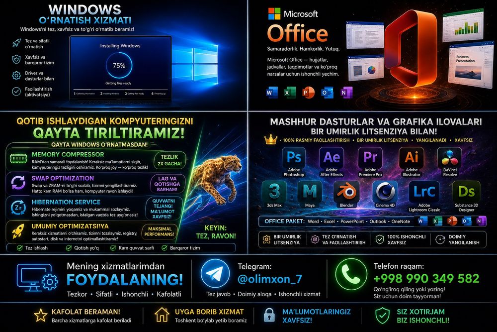 Tamirlash windowsni qayta oʻrnatmat