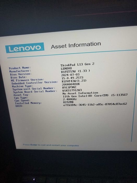 Лаптоп Lenovo ThinkPad L13 Gen 2 Intel Core i5/ 8GB RAM / 256GB NVMe