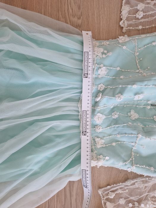 Rochie verde Rochie- Atelier Iness Couture, verde menta cu alb, M-L
