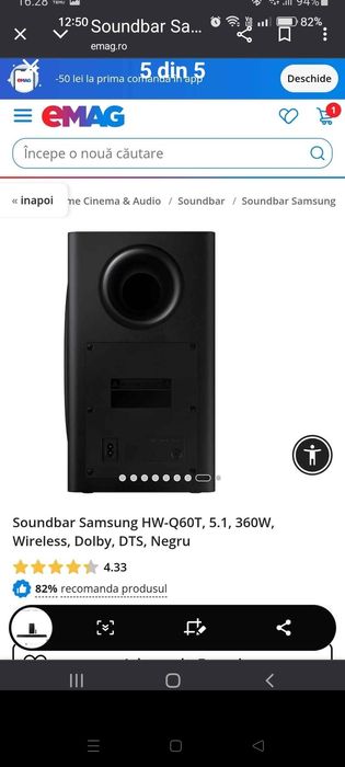 Soundbar Samsung Q60 T 360W 5,1 Redare Hfi internet wireless USB HDMI