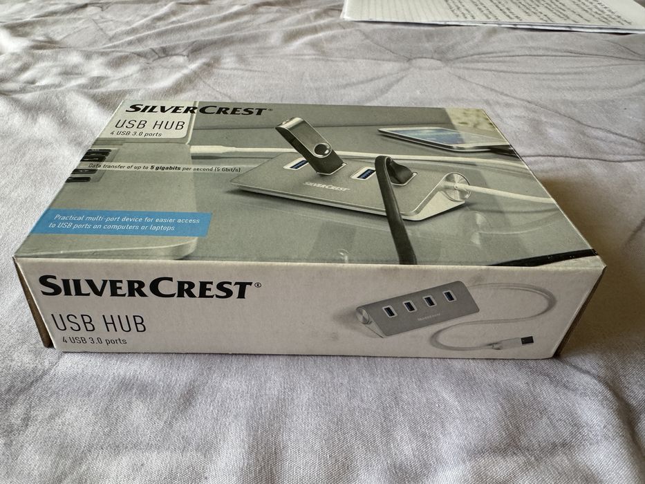 HUB multi USB cu 4 spoturi cu adaptor de alimentare