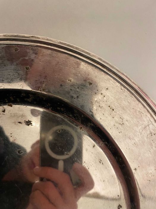 tava argintata decor exterior gradina rotunda dezpozitat decoratinui