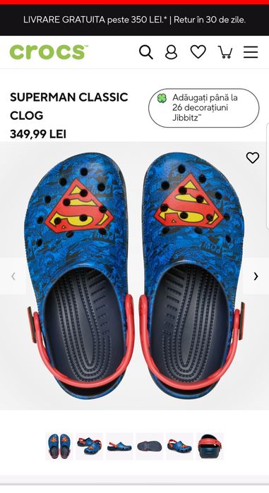 Saboți CROCS Superman Classic Clog 211131 Albastru, șlapi, papuci de vară, mărimea 42 - 43 EU unisex