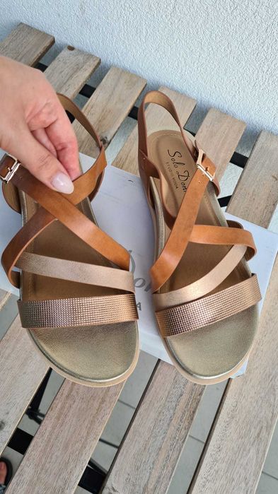 Sandale noi BENVENUTI Solo Donna, mărimea 36, Maro & Nude