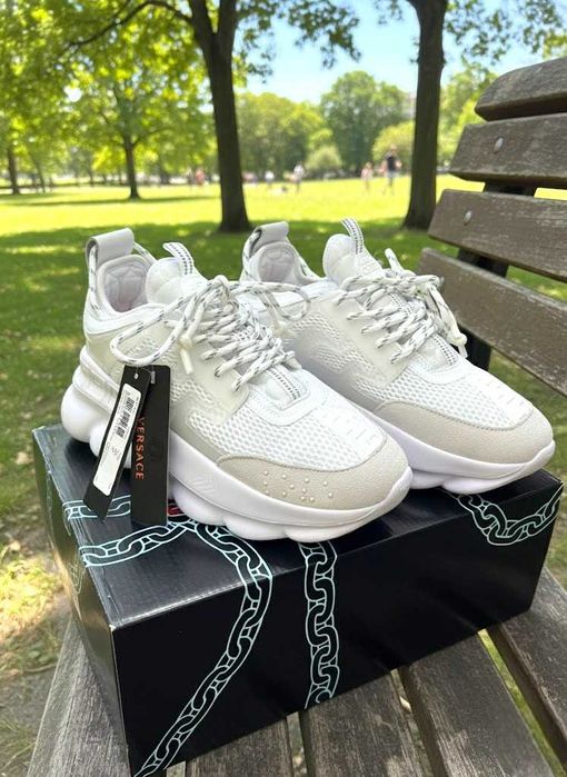 Versace Chain Reaction Alb - Adidasi Premium Piele - Full Box