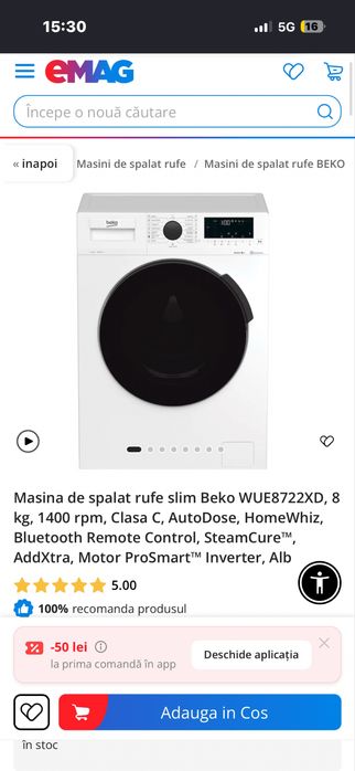 Vand masina de splat rufe Beko
