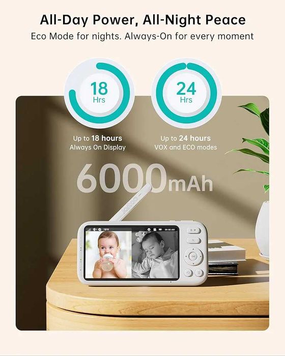 ФАБРИЧНО ЗАПЕЧАТАН бебефон Jartoo 2K 5.5" AI засичане на плач Без WiFi