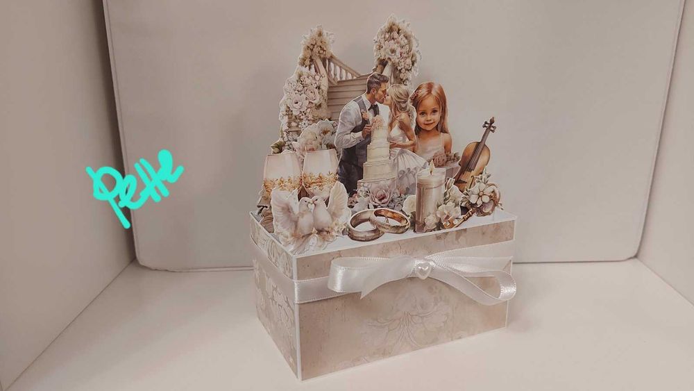Изскачаща картичка кутия за сватба, ръчно изработена