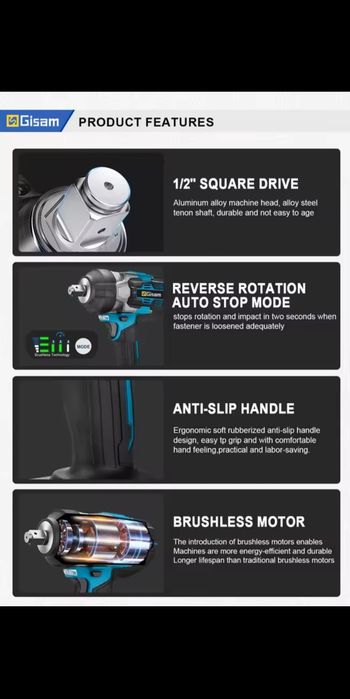 Гайковерт GISAM 2800 Nm, Безчетков мотор!