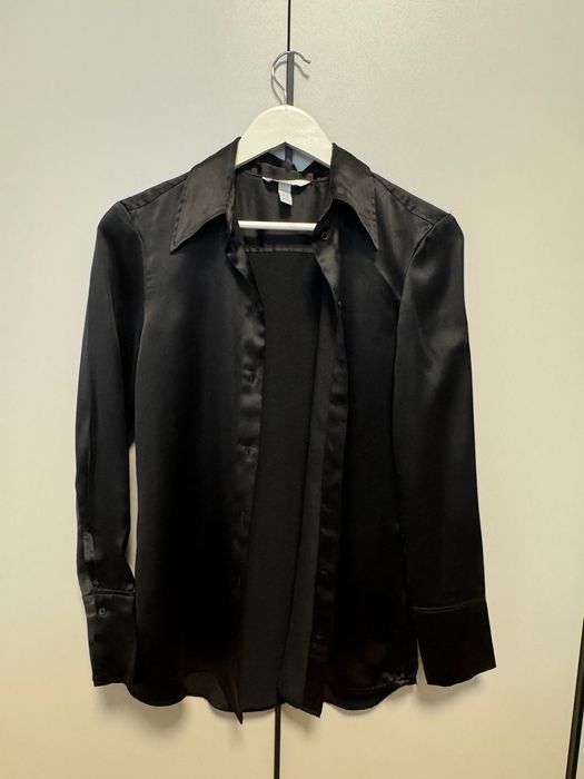 Черна сатенена риза H&M