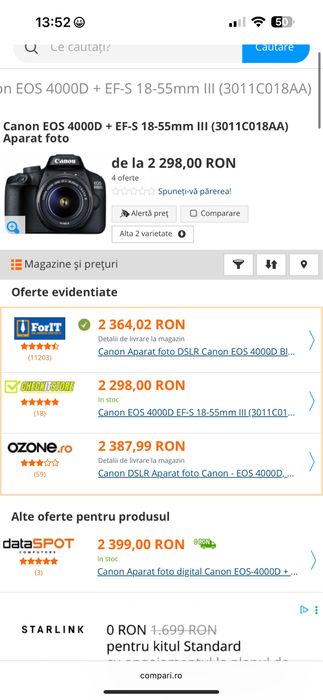 Canon EOS 4000D Aparat Foto DSLR 18MP CMOS