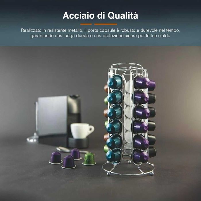 Suport metalic pentru capsule cafea Nespresso 30 bucati inox 10x25cm