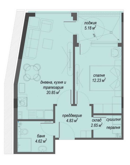 Двустаен апартамент в ж.к. Малинова долина