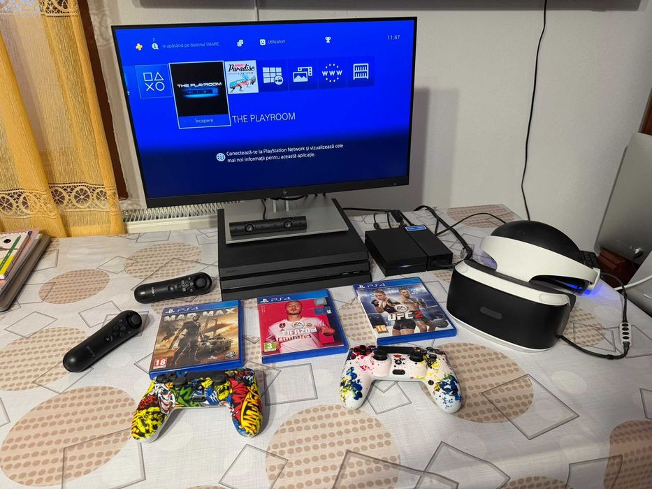 PlayStation 4 PRO 1 TB + 2 Manete + PlayStation Camera + PlayStation VR Complet + 3 Jocuri