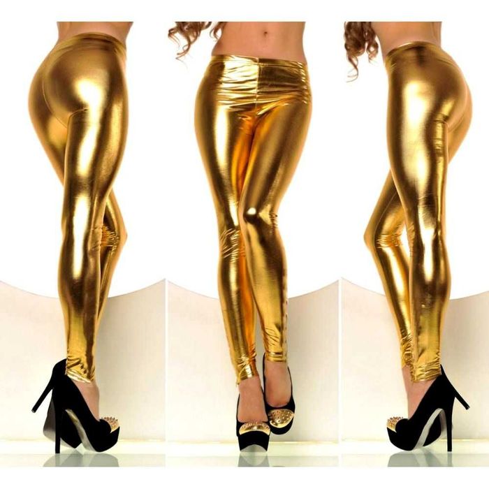 Colanti aurii / gold argintii silver metalic pantaloni lucios latex