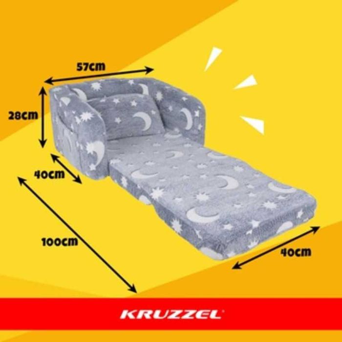 Детски плюшен разтегателен Фотьойл, Детско кресло Kruzzel, свети в тъмното