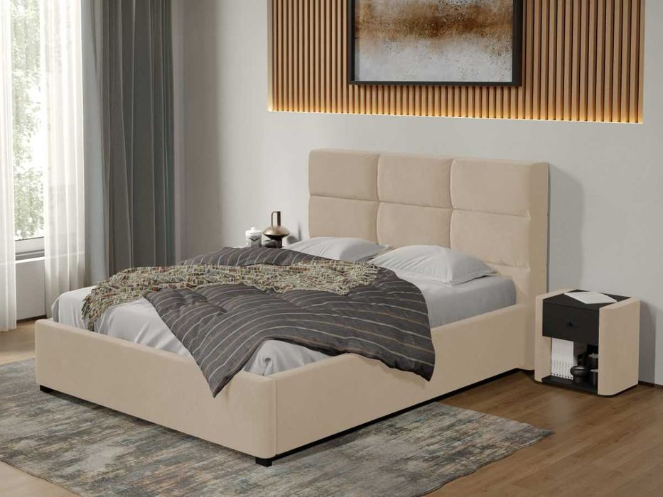 Pat Cico de 190 rabatabil 170 x 114 C1 din piele/stofa Bej Falcone 102