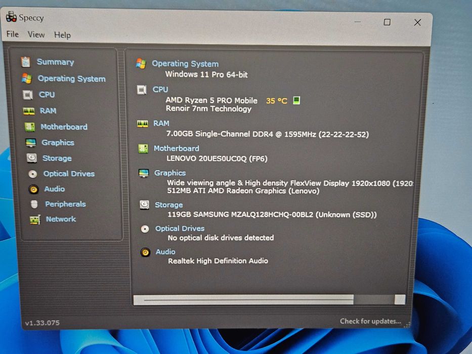 laptop 14" lenovo thinkpad t14 ryzen 5 pro 4650u 8gb ram 128 gb ssd