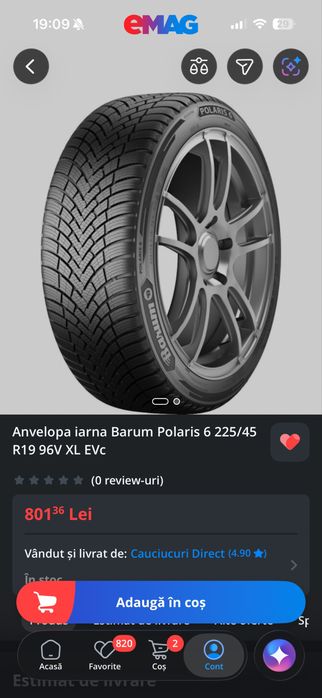 4 Anvelope iarna Barum Polaris 6 225/45 R19 96V XL EVc