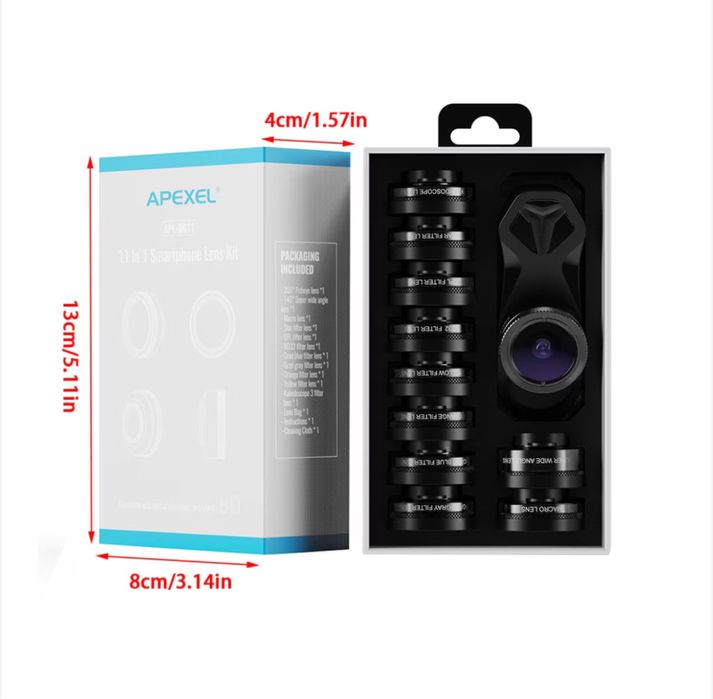 Apexel APL-DG11 11 в 1 Универсален комплект лещи за камера