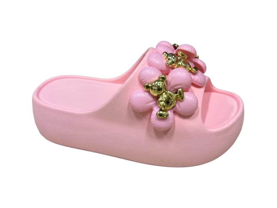 Дамски чехли олекотени на платформа -цвете с мече