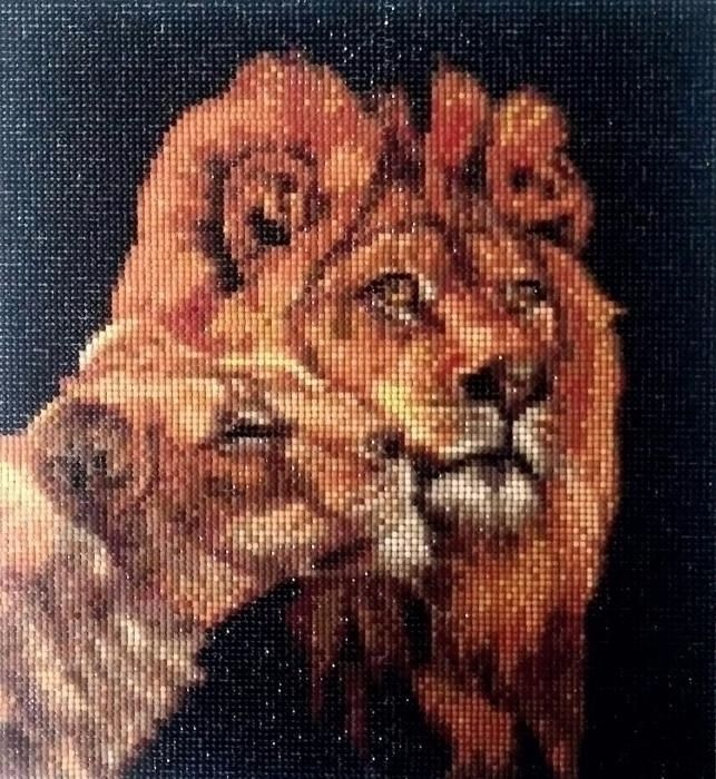 картина ручной работы львы