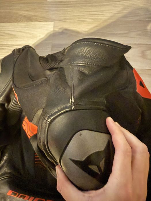 Geaca Dainese de piele Super Speed 4 Black Matt Fluto Red