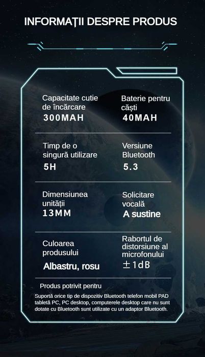 Vand casti bluetooth sp23 - Pro Blue