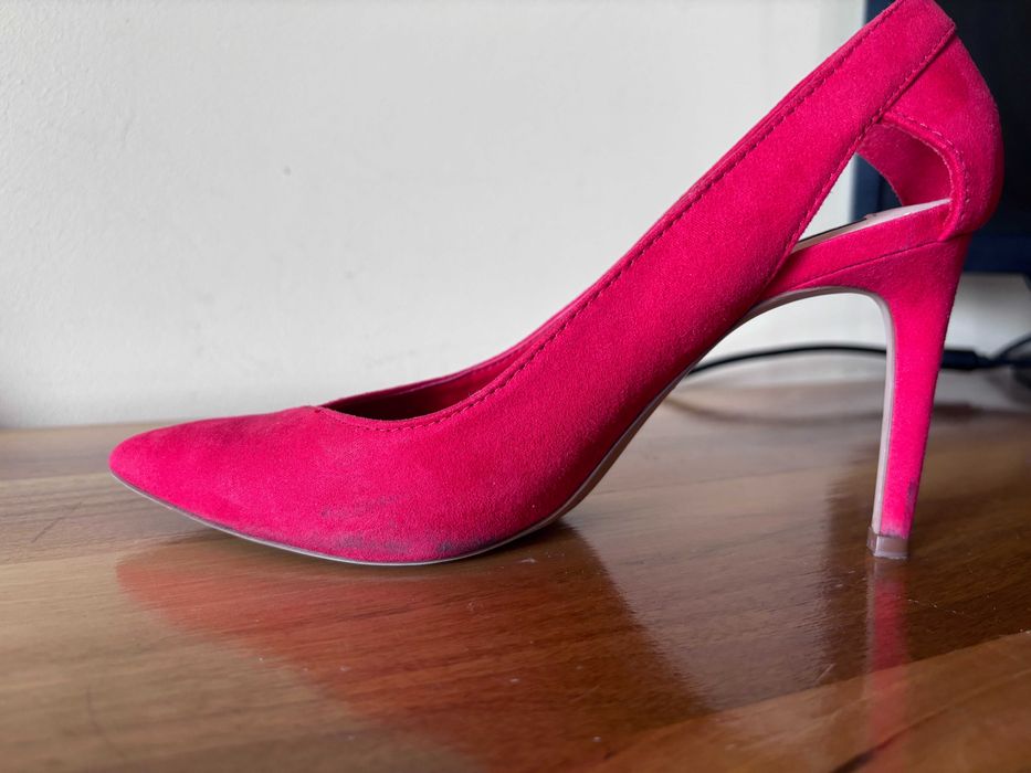 Pantofi rosii imitatie piele intoarsa marimea 37 Stradivarius