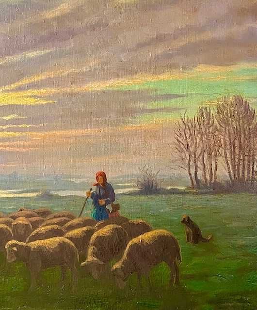 "CU OILE LA PASCUT" SUPERB! Tablou f VECHI, ulei/pza, semnat 80x60cm+r