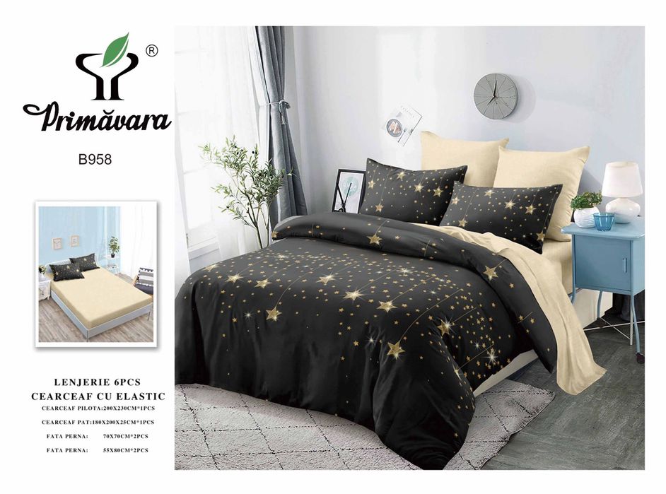 Lenjerie Pucioasa bumbac satinat, 6 piese