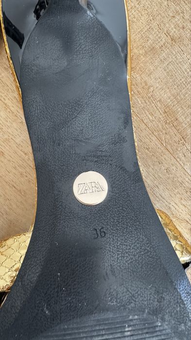 sandale pantofi mules zara 36 aurii