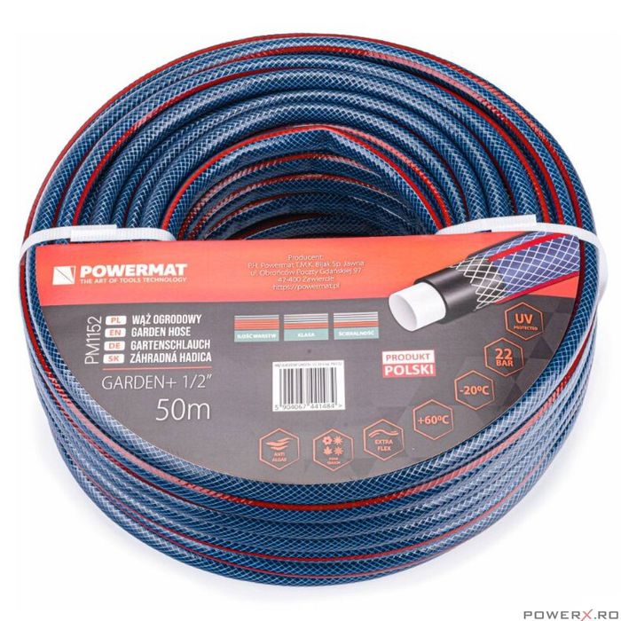 Furtun pentru gradina Garden+ 1/2" 8 bari 50 metri, Powermat