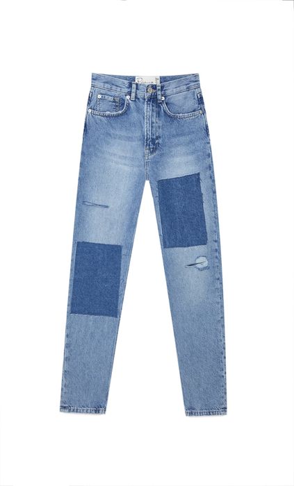 Нови дънки с висока талия Stradivarius Patchwork