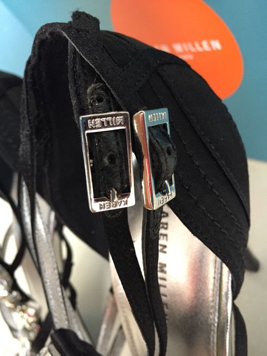 Karen Millen сандали на ток с камъни,черни.Номер-40