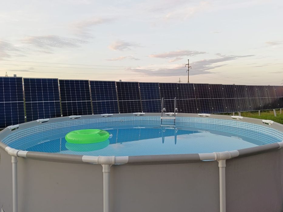 Piscina rotunda cu cadru metalic  457 x H107 cm, scara acces