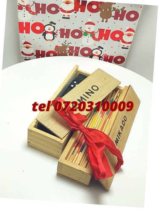 Pachet Cadou Craciun  Joc Marocoo mikadoSi Domino  Transport Gr