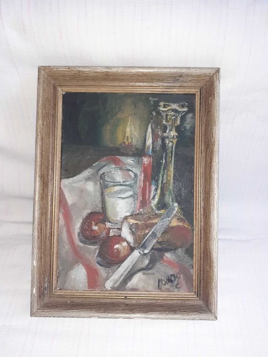 tablou pictura pe panza 30/41 cm semnat