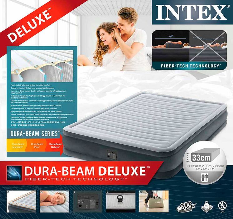 Кровать надувной INTEX-137х191х33 см. Насос сумка и доставка бесплатно