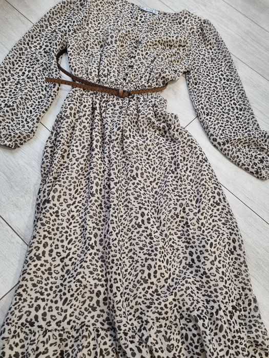 Rochie midi Reyon - vaporoasa animal print