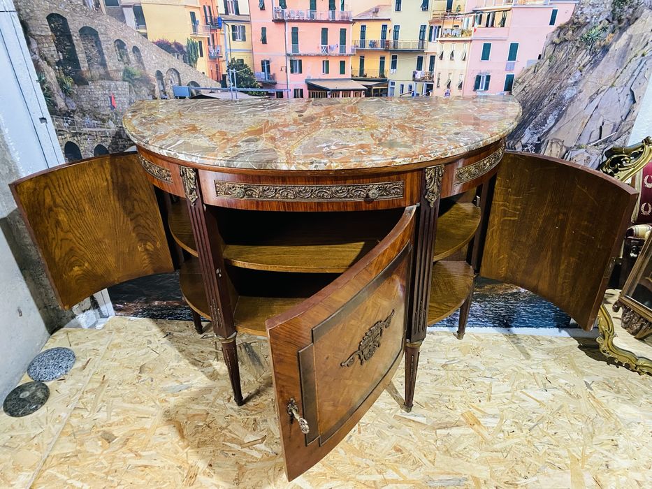 Comoda Vintage Lemn Masiv Marmura Intarsie Bronz