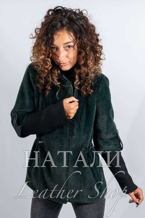 Дамски кожух от алпака с косъм Диана Black