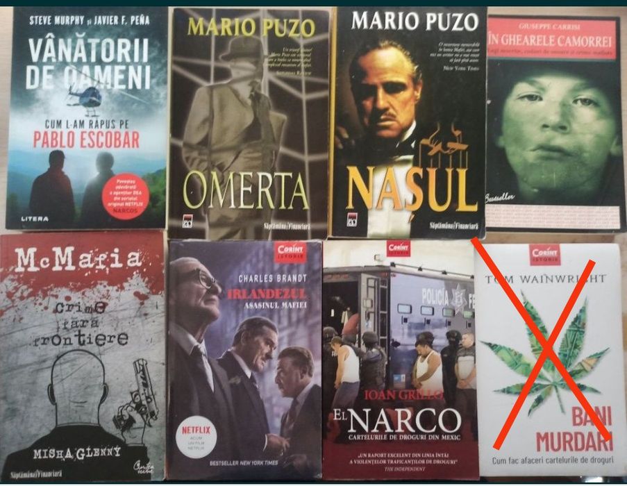 Pachet carti despre mafie, narcotraficanti (lichidare biblioteca)
