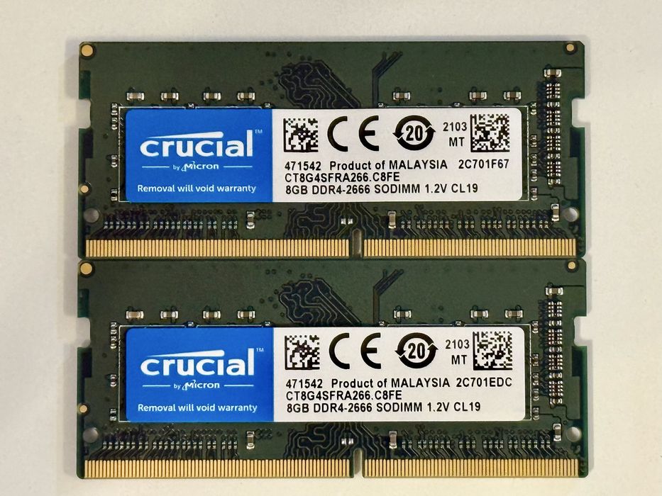 16GB (2 x 8GB) DDR4 2666 SO-DIMM RAM кит за лаптоп Crucial