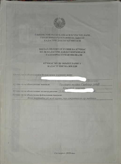 Uy joy qurish uchun yer maydoni