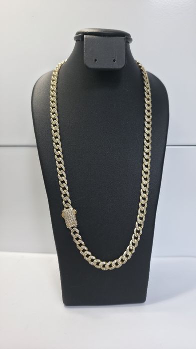 Lant Cuban din aur 14k cu strasuri