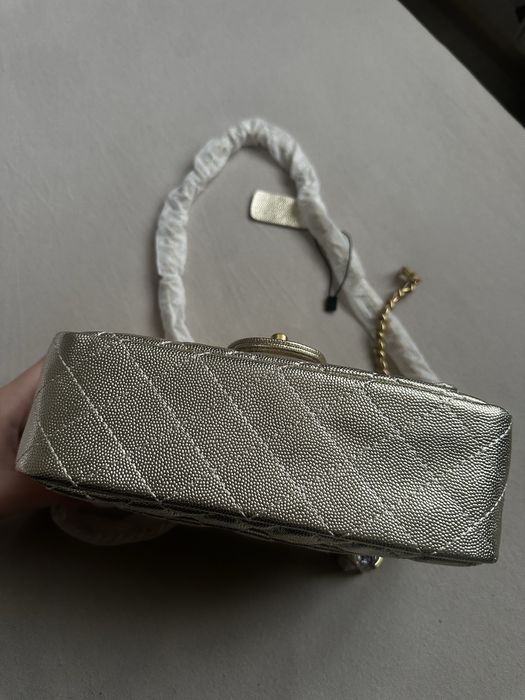 Chanel Mini CC Crush Flap Bag Light Gold Metallic Caviar